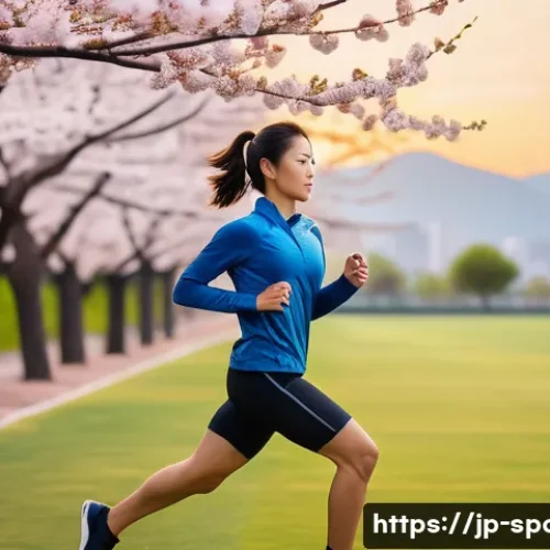 스포츠 수행 능력 향상 - A modern Japanese athlete performing a high-intensity interval training (HIIT) workout outdoors duri...