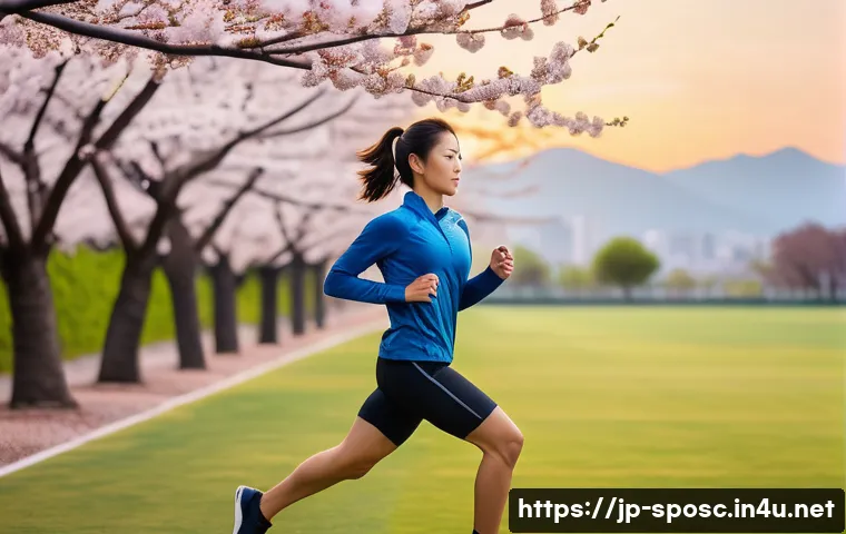 스포츠 수행 능력 향상 - A modern Japanese athlete performing a high-intensity interval training (HIIT) workout outdoors duri...